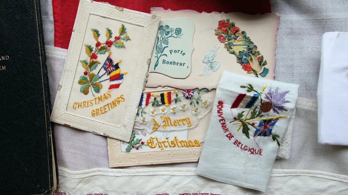 Embroidered cards from the First World War
