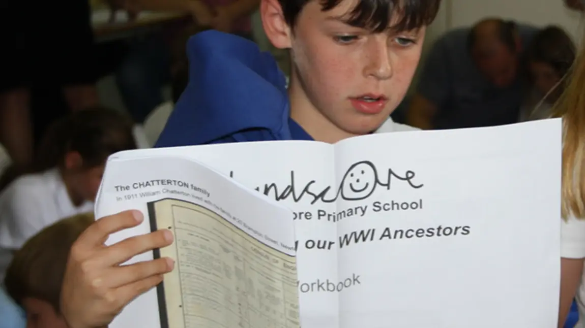 Landscore First World War project Landscore Primary School pupil researching his family tree