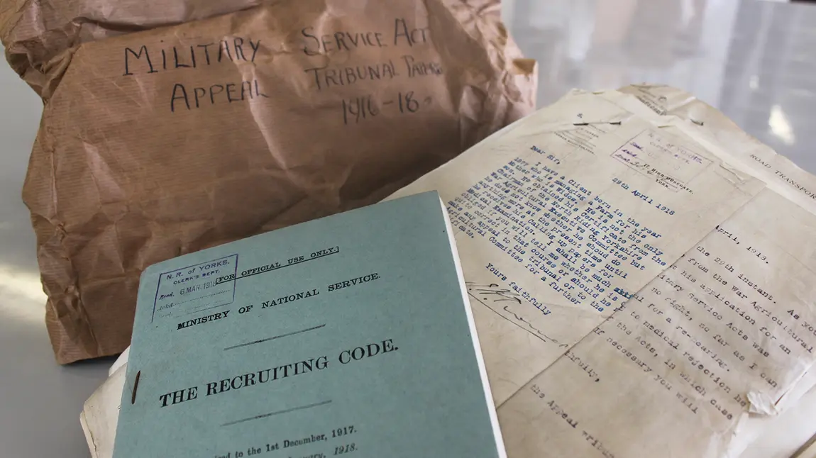 North Yorkshire County Record Office papers dating back to the First World War. North Yorkshire County Record Office papers dating back to the First World War.