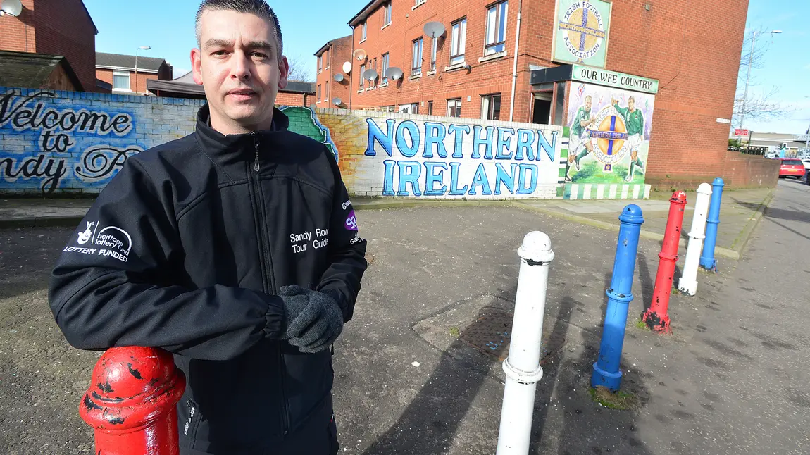 Tour guide Paul McCann on Sandy Row in Belfast
