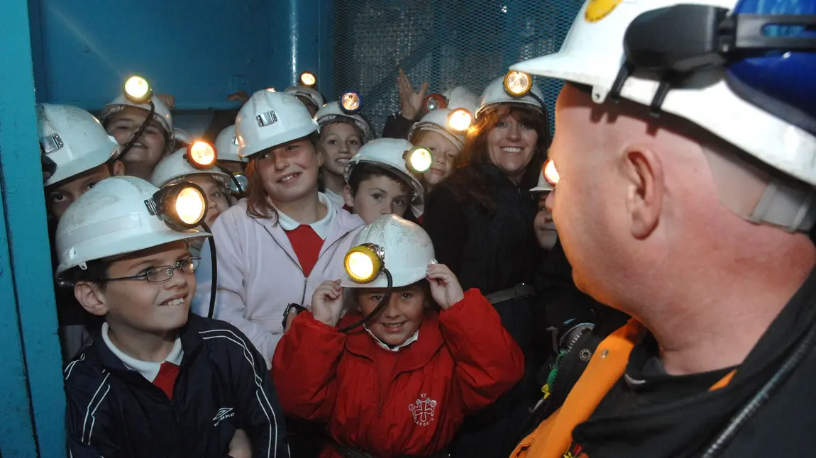 Children experiencing the Big Pit Museum, Wales
