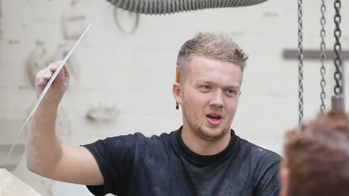 Trainee stonemason, Sam Turner 