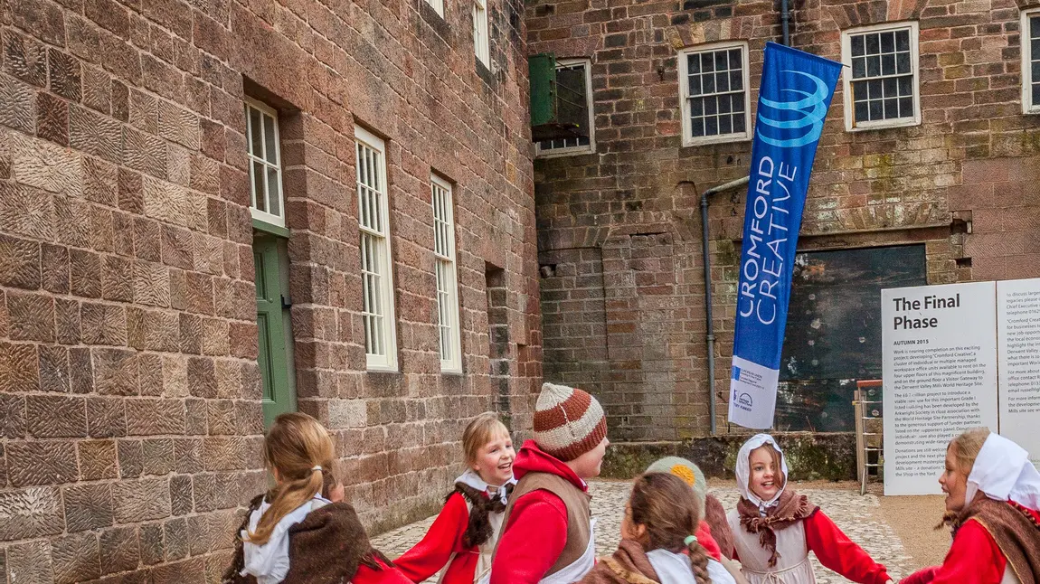 Children dancing at the opening of Cromford Mills Children dancing at the opening of Cromford Mills