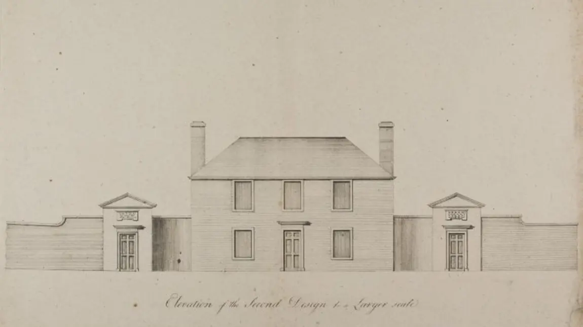 The original 18th century James Craig drawing of the Botanic Cottage in the Leith Walk Botanic Garden