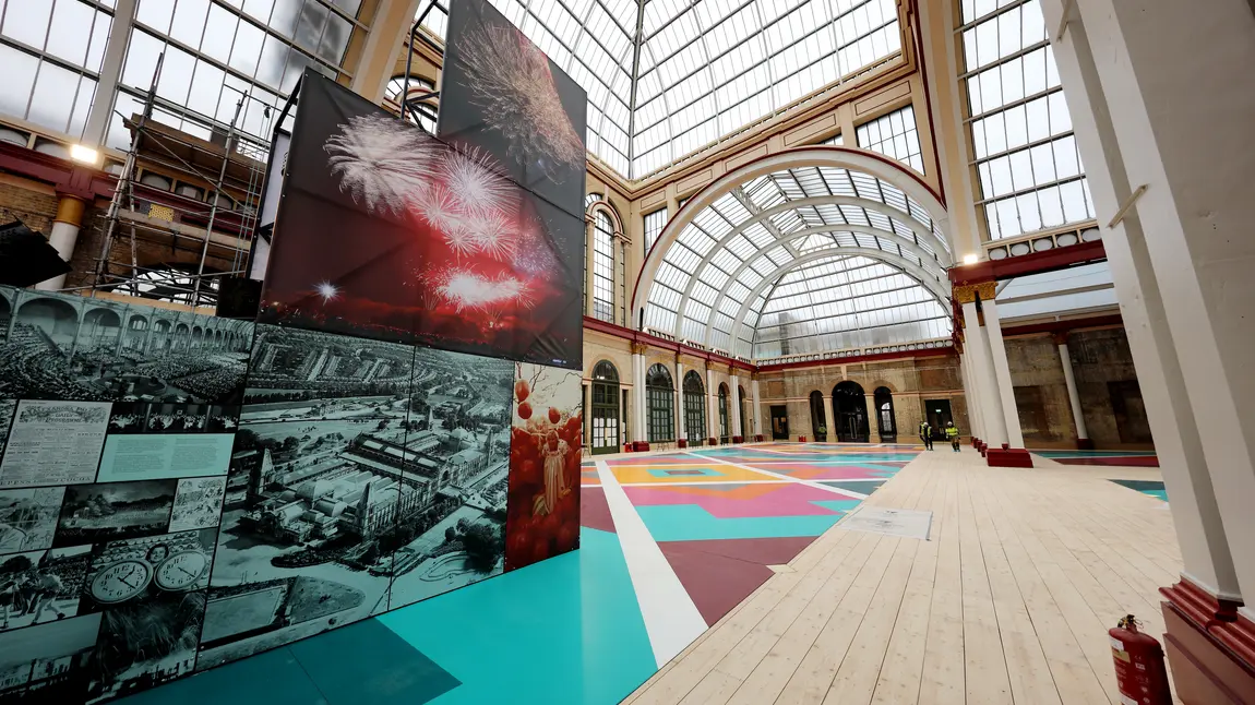 Alexandra Palace's East Court with interactive history installation