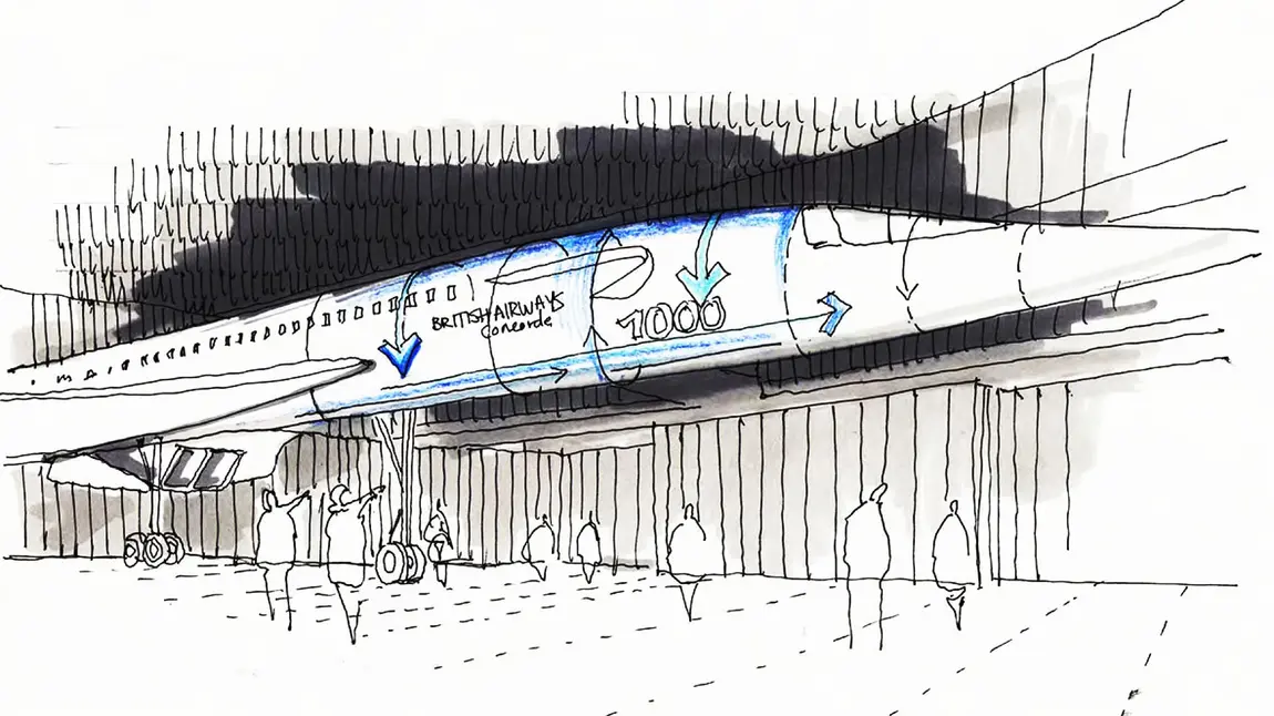 An artist's impression of Concorde on display at Filton Airfield