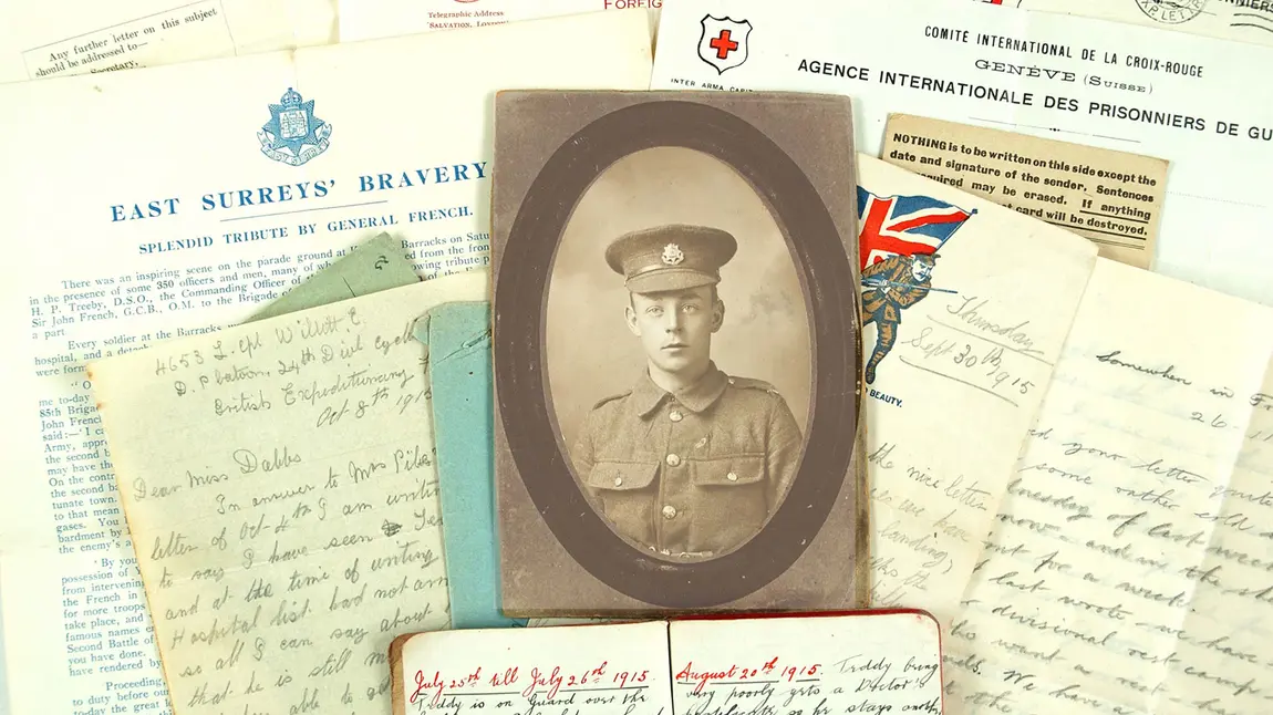 Surrey First World War project wins £460,000 from Heritage Lottery Fund Letters and pictures relating to Private Teddy Cutt