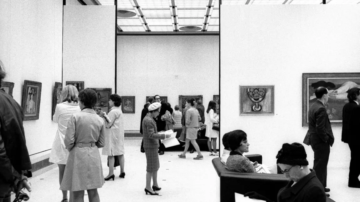 People view artwork in the Hayward Gallery in the 1960s