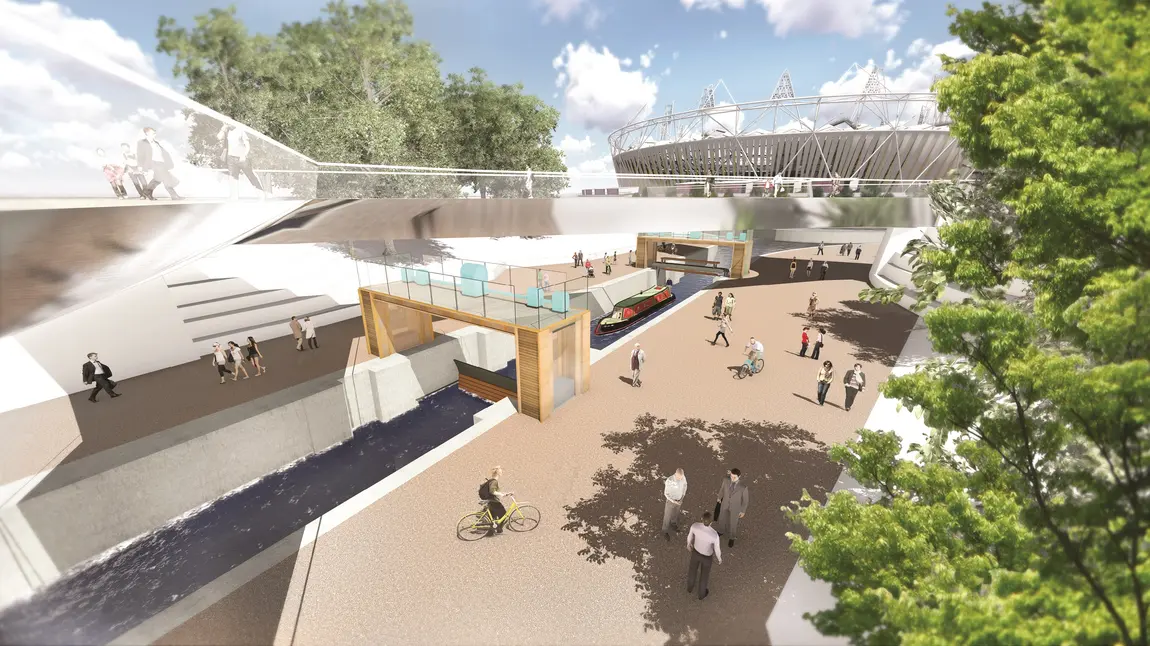 Artists impression of canal in Londons Olympic Park