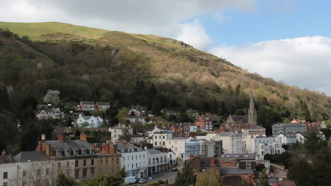 The town of Malvern with the Malvern Hills in the background