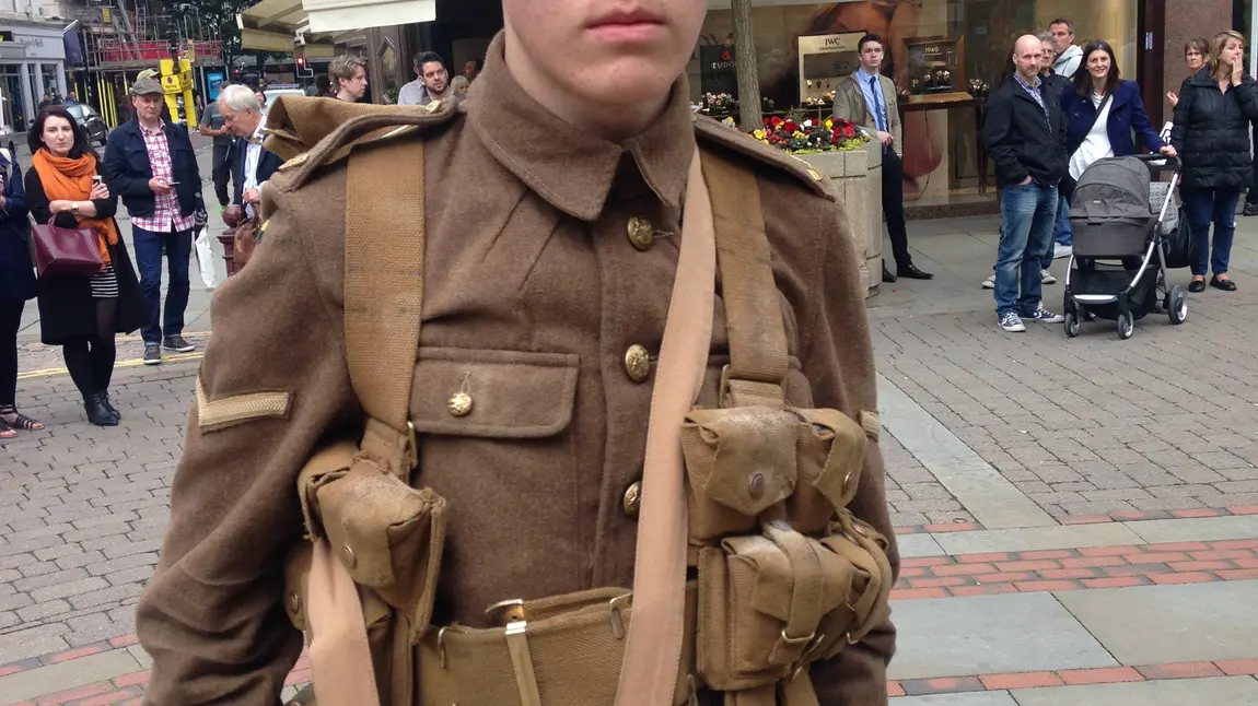 A volunteer as a First World War soldier A volunteer as a First World War soldier