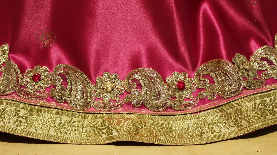 Hem detail on Sanna's wedding dress recreation Hem detail on Sanna's wedding dress recreation
