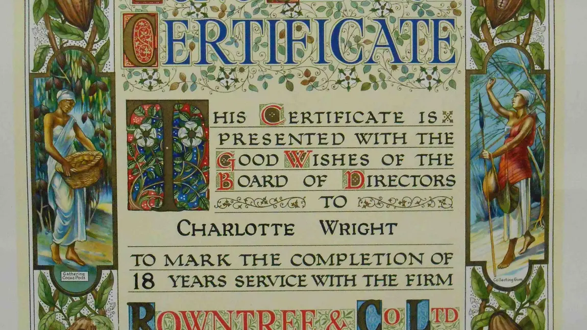 Rowntree long service certificate