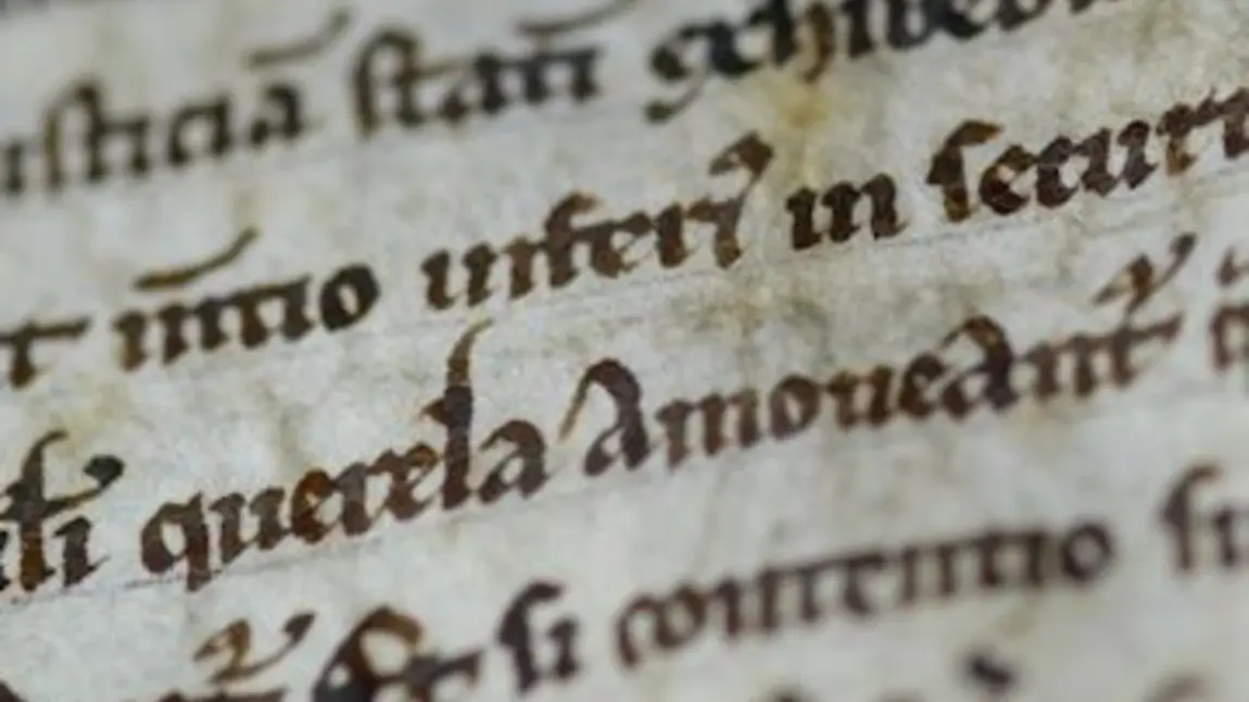Close-up of the 1215 Magna Carta at Salisbury Cathedral