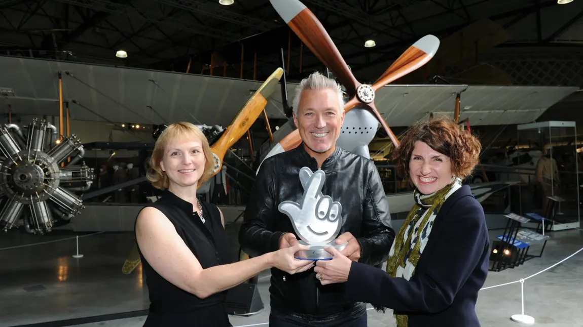 Pop star Martin Kemp with Royal Air Force Museum team Pop star Martin Kemp with Royal Air Force Museum team