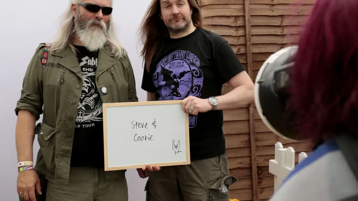 Two heavy metal music fans