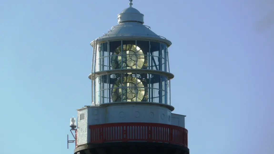 Close up of Mew Island lighthouse with optic