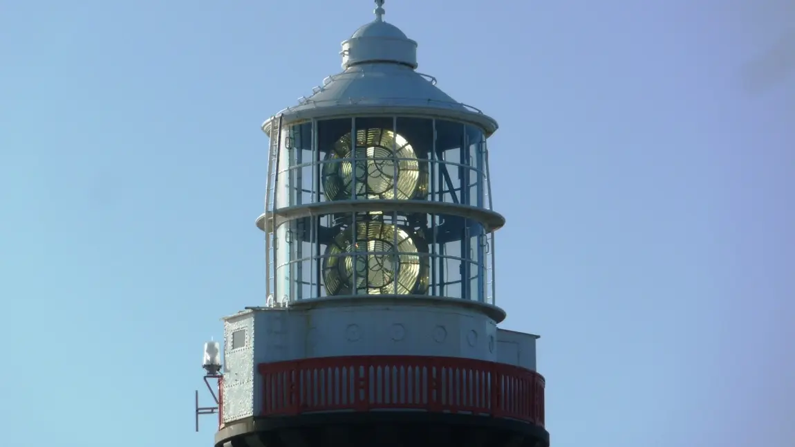 Mew Island lighthouse with optic Close up of Mew Island lighthouse with optic