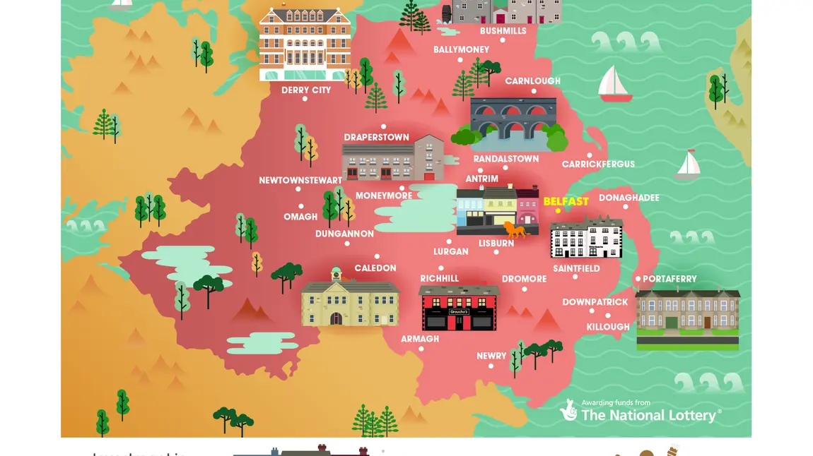 Map showing HLF investment in Northern Ireland's historic towns and cities