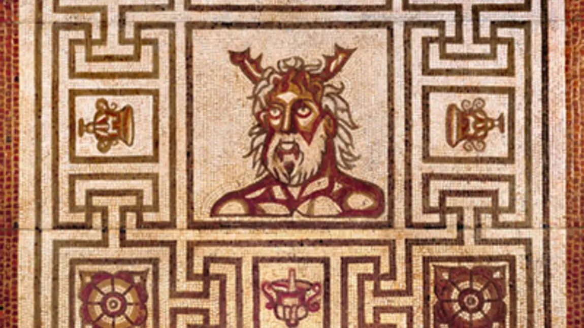 One of St Albans impressively in-tact mosaics, featuring the Roman God Oceanus