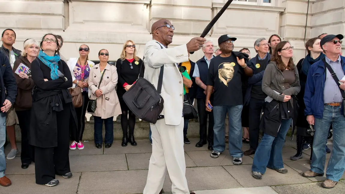 Eric Lynch, Educator and Activist, leads a tour of Liverpool as part of the Continuing the Journey project