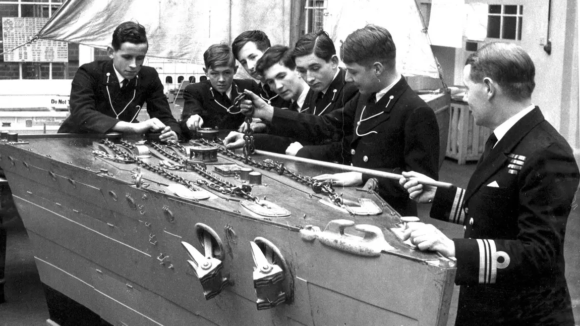 Cadets learning the principles of seamanship in the 1950s