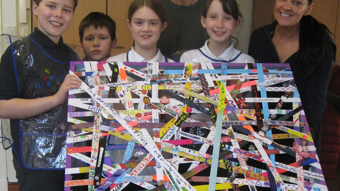 Blacko Primary School wins Heritage Lottery Fund support Project Weave participants with one of their creations