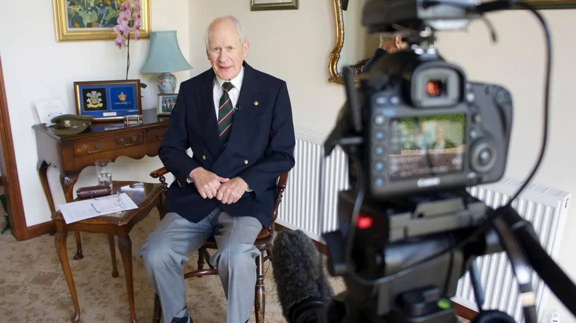 Veteran John Bowler being interviewed
