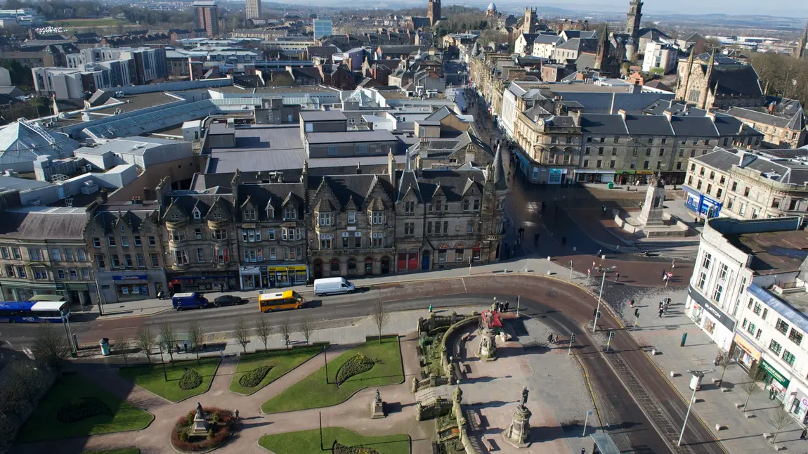 Aerial view of Paisley town centre