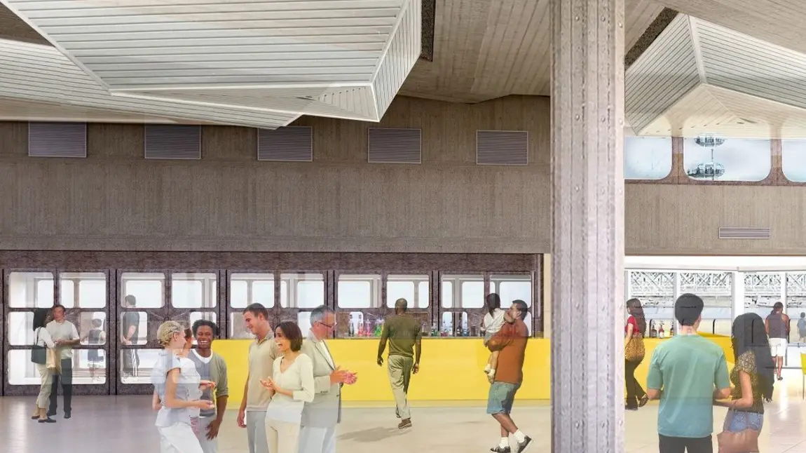 Artist impression of Queen Elizabeth Hall Foyer with improved access and views to the terraces