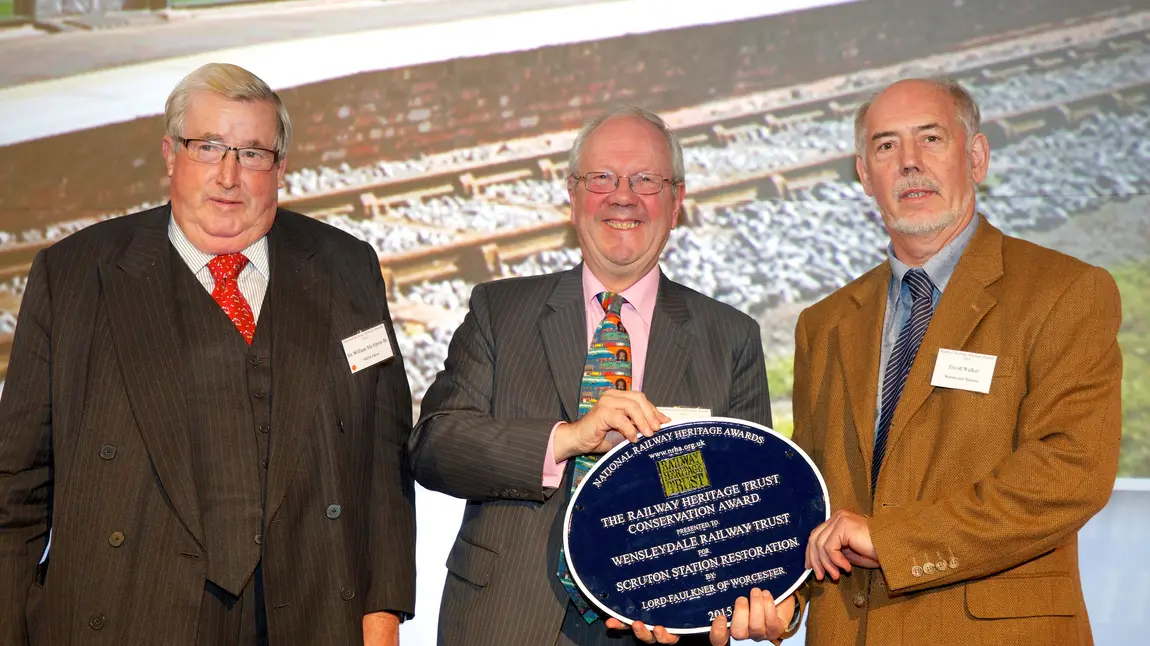 David Walker receives NRHA award from Lord Faulkner of Worcester & Sir William McAlpine