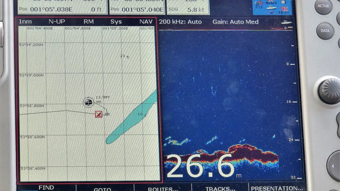 Changing lives: Linda pays tribute to great grandfather The screen of the GPS & sonar showing location, depth and ‘picture’ of the wreck