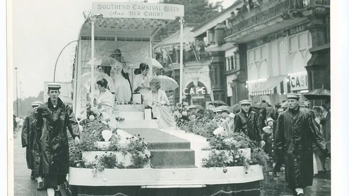 Happy Birthday, Southend-on-Sea! Carnival Queen Denise and Court on a float at the Southend Carnival 1968