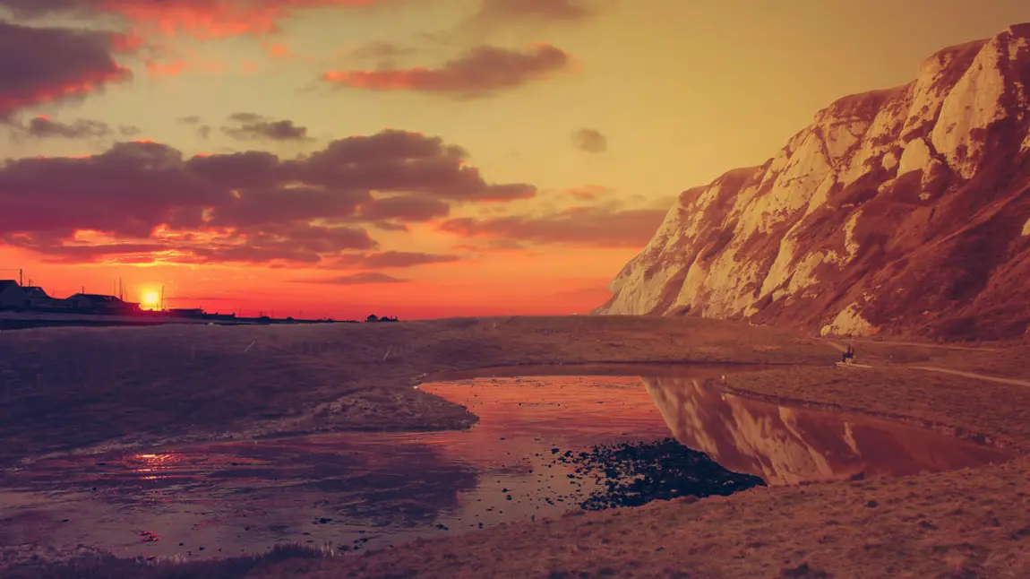 Sunset at the white cliffs of Dover