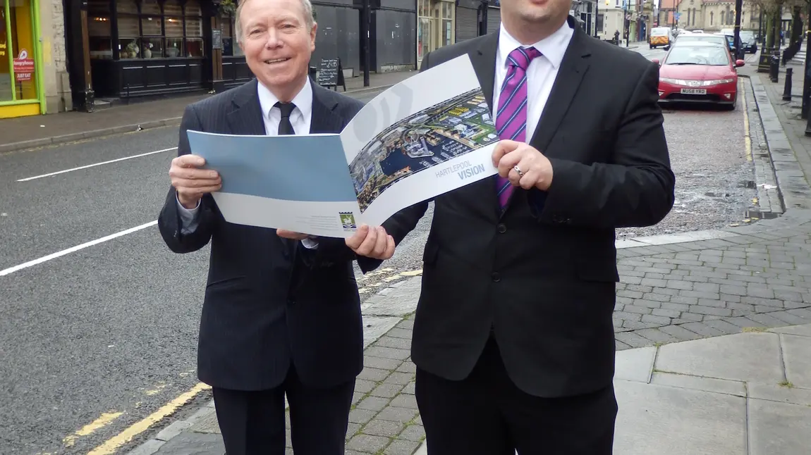 Hartlepool Councillors Stephen Akers-Belcher and Jim Ainslie in Church Street