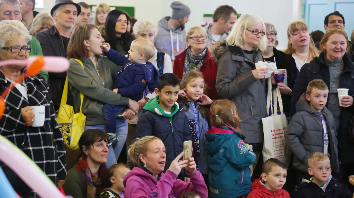 People attending a storytelling event A crowd of people