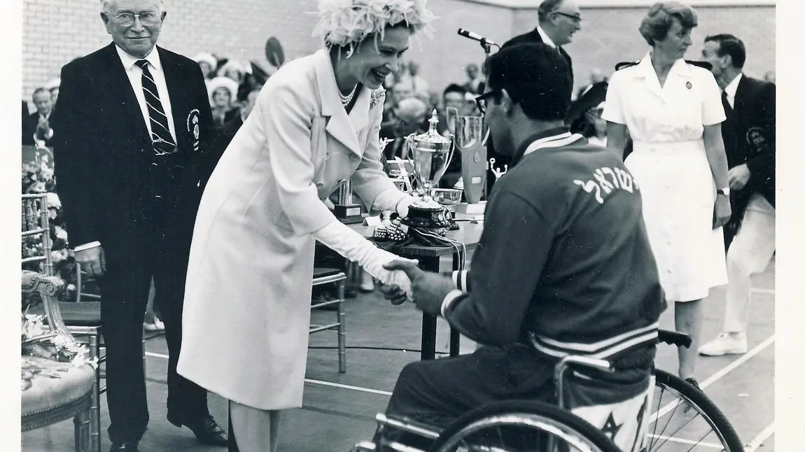 The Queen and Dr Ludwig Guttman at 1969 Stoke Mandeville Games