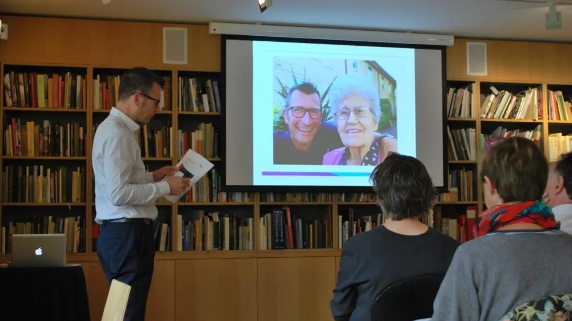 People attend a talk