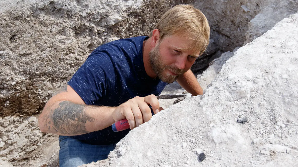 Richard Bennett during a dig on Salisbury Plain