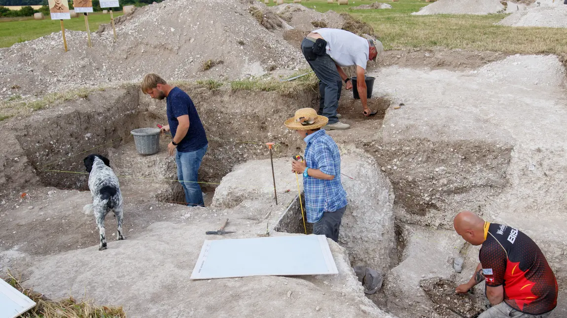 Richard and other volunteers during a dig on Salisbury Plain
