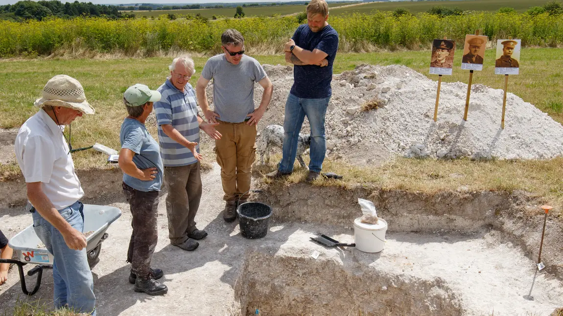 Richard and other volunteers during a dig on Salisbury Plain