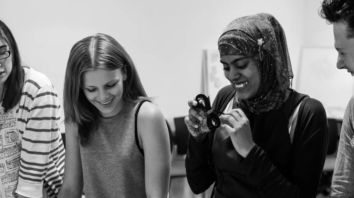 Young people involved in a heritage project