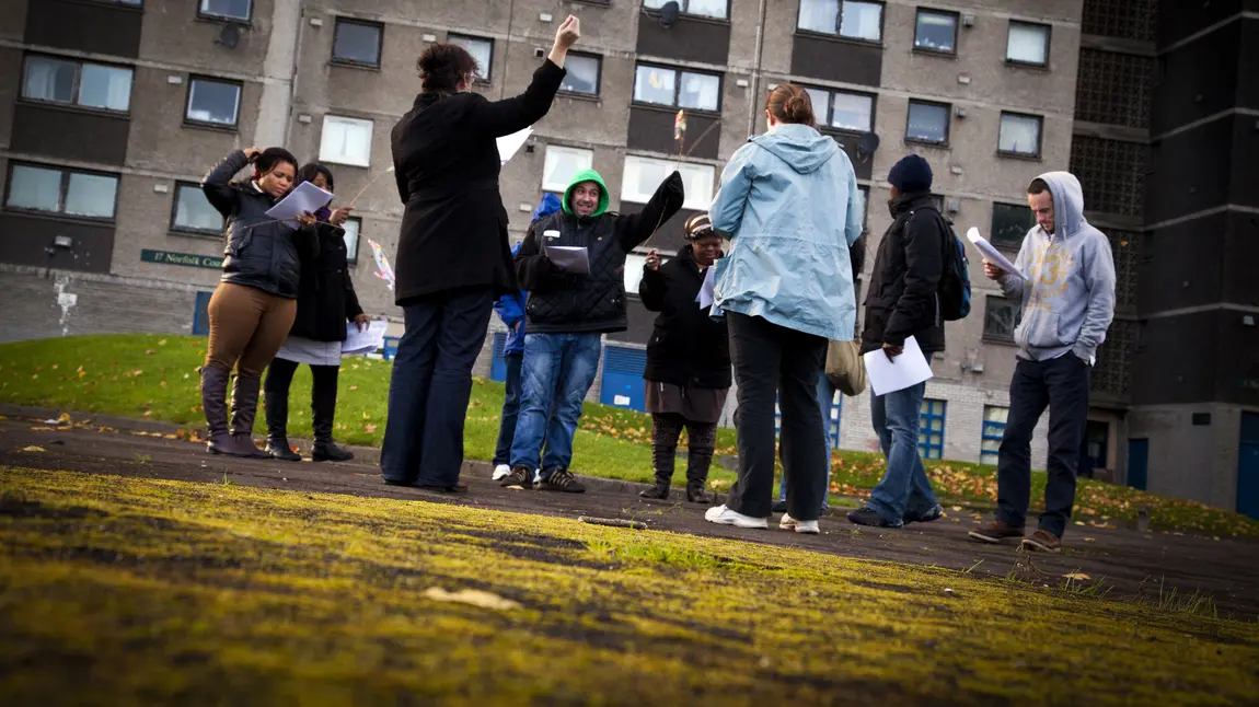 Participants at a Glasgow housing estate