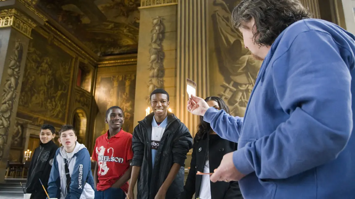 School children exploring the heritage of the Painted Hall in Greenwich