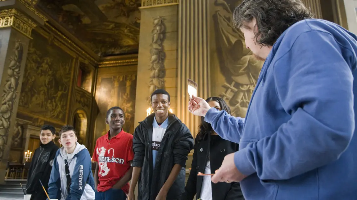 Young people in the Painted Hall, Greenwich