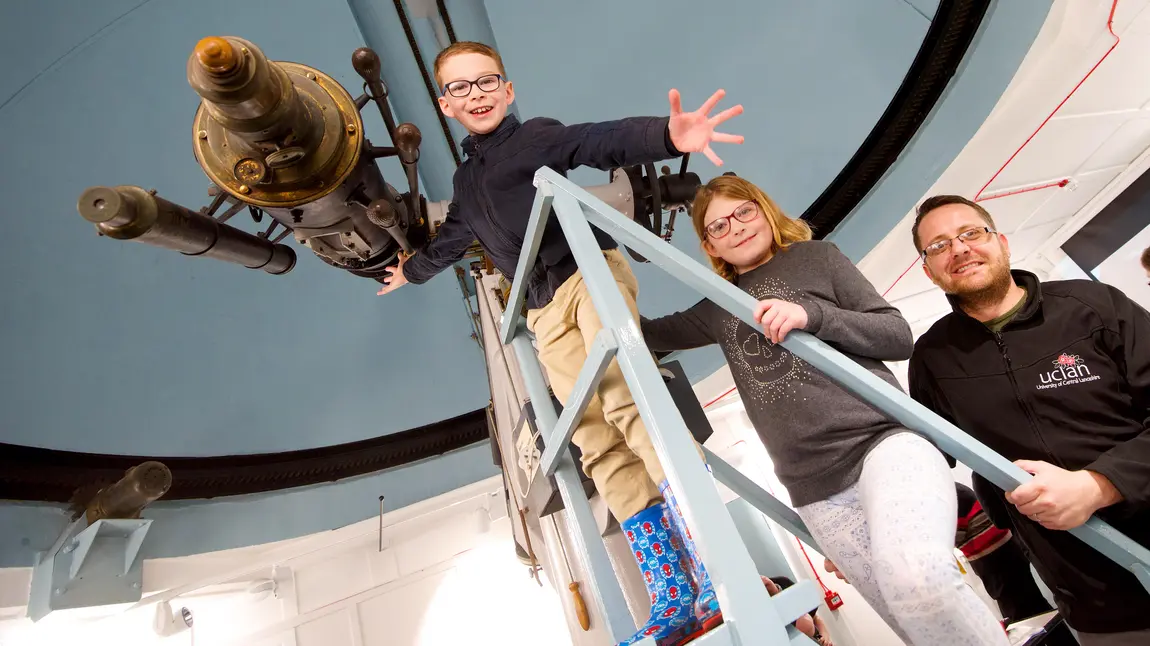 Young people at the observatory in Moor Park, Preston