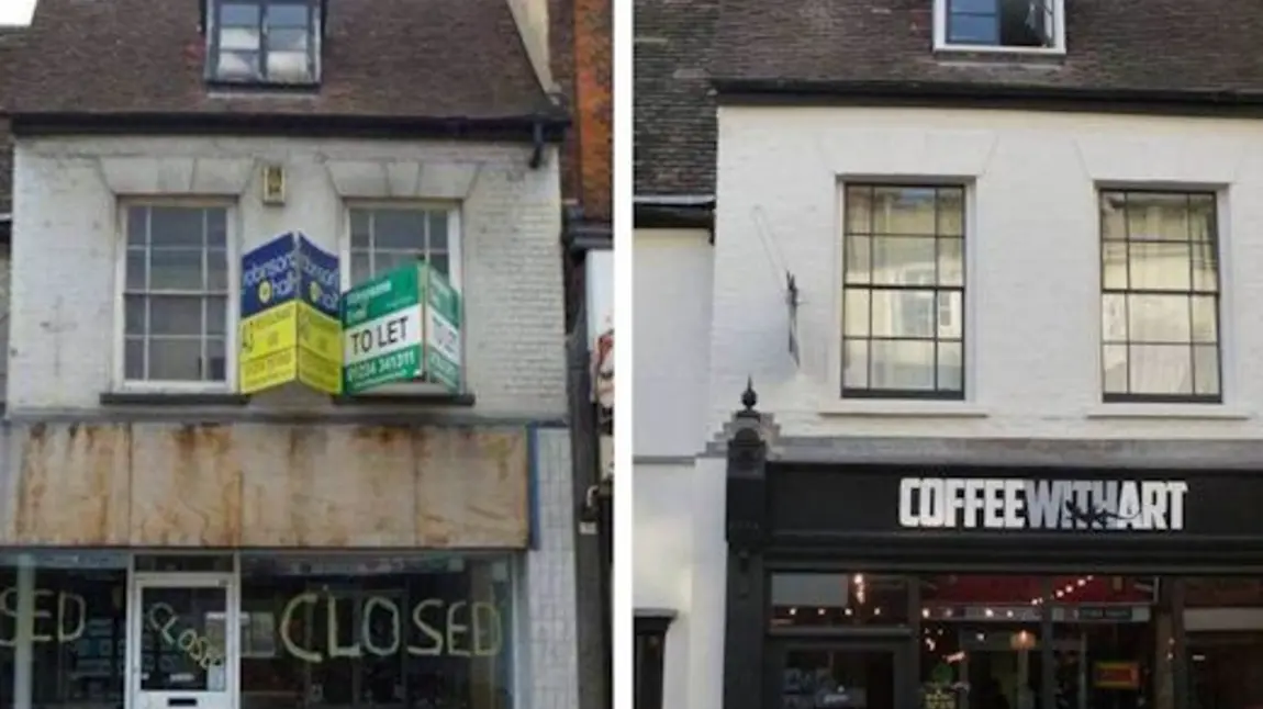 An example of Bedford High Street: before and after the project