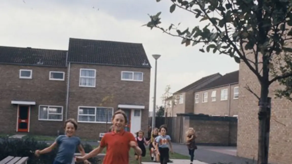 Children running on a Peterborough estate