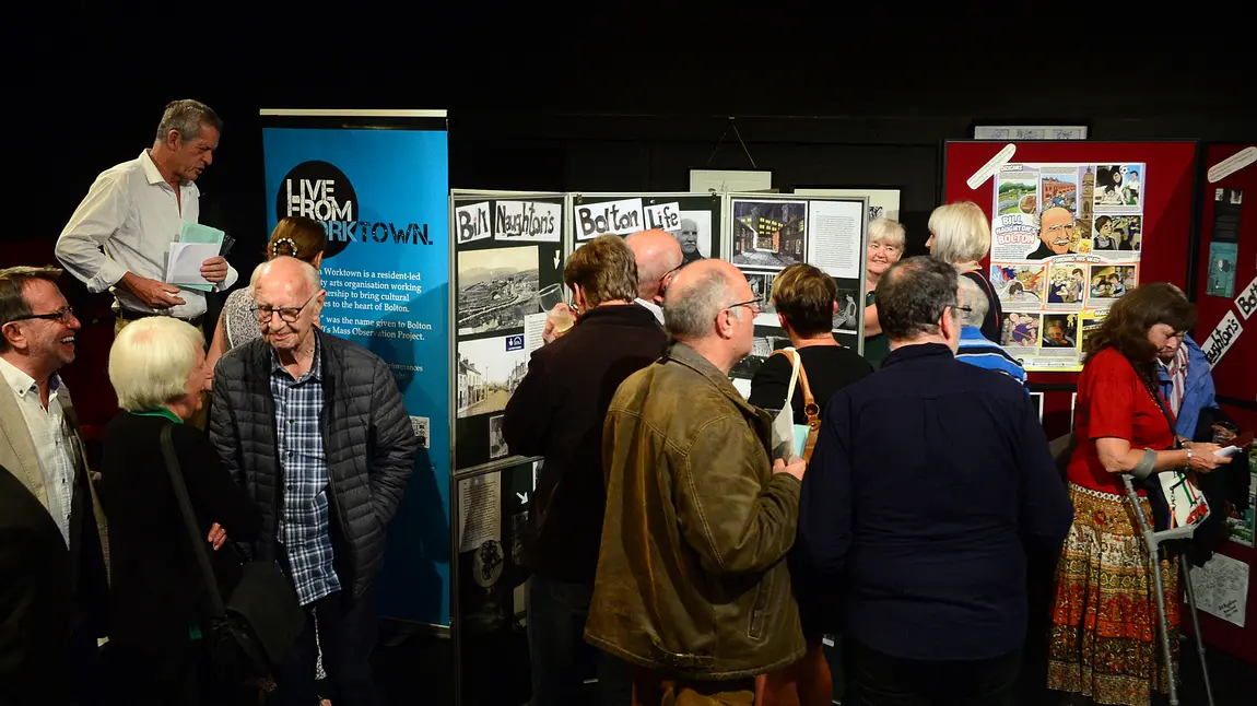 Guests enjoying the displays at the screening of 'The Family Way' , a film based on Bill Naughton's play 'All in Good Time'. 