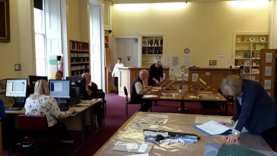 Volunteers doing research at Flintshire County Council record office
